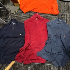 (4) Polo by Ralph Lauren Men's Zip-Up Sweater (L)- Navy, Red, Orange, Dark Blue